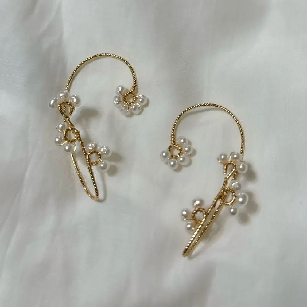 Boho pearl cuff earrings M593 - Picture 2 of 4